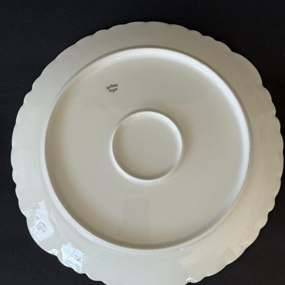 Haviland France White Porcelain Chop Platter Plate Scalloped Edge Floral 11.5" - Picture 4 of 5